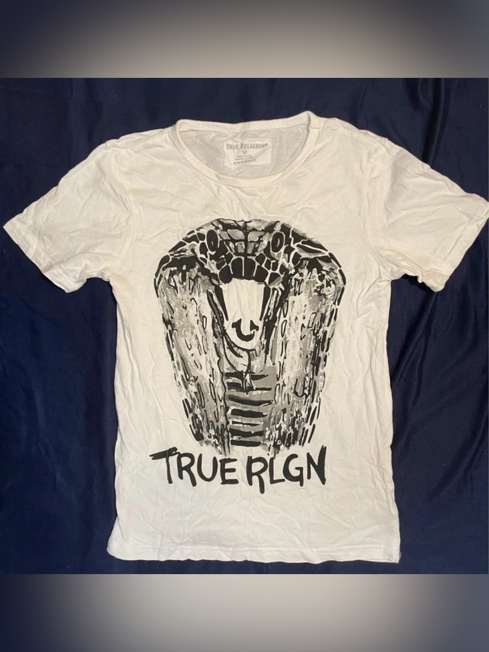 True Religion Boys Snake Graphic White T-Shirt Size M (10-12)